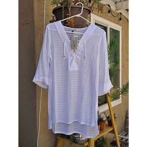 J Valdi Sheer Swimsuit Coverup White Small